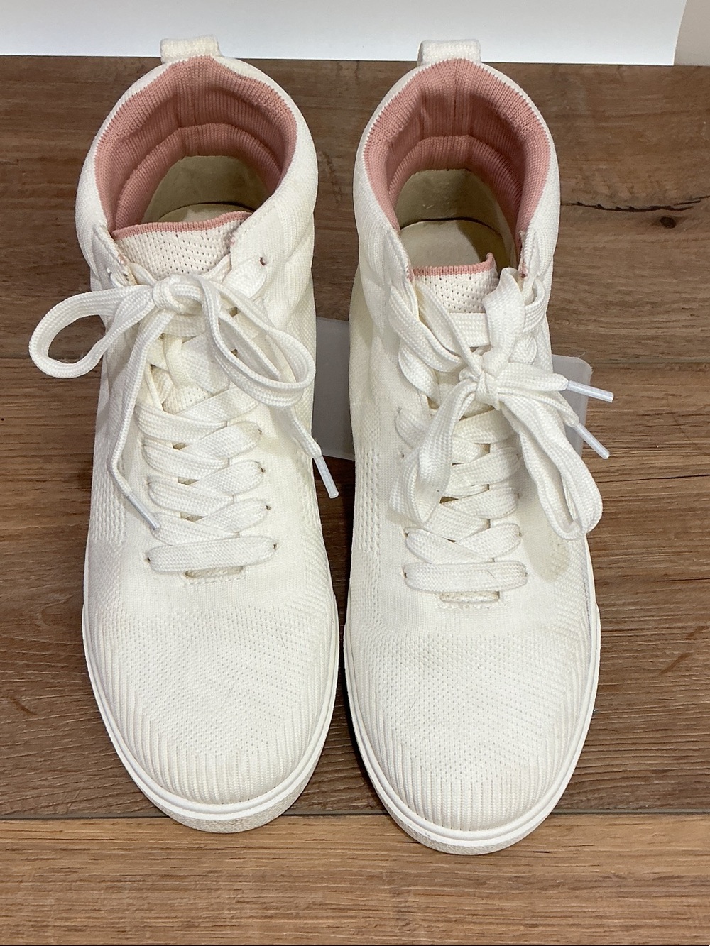 VIVAIA White Knit Lace-Up High-Top Sneakers, EU 38 US US 7.5